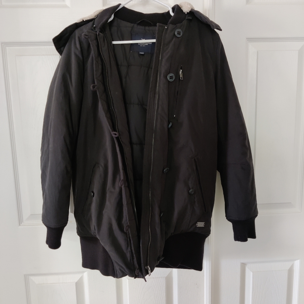 American Eagle Outfitters Sherpa Down Jacket Parka - Black